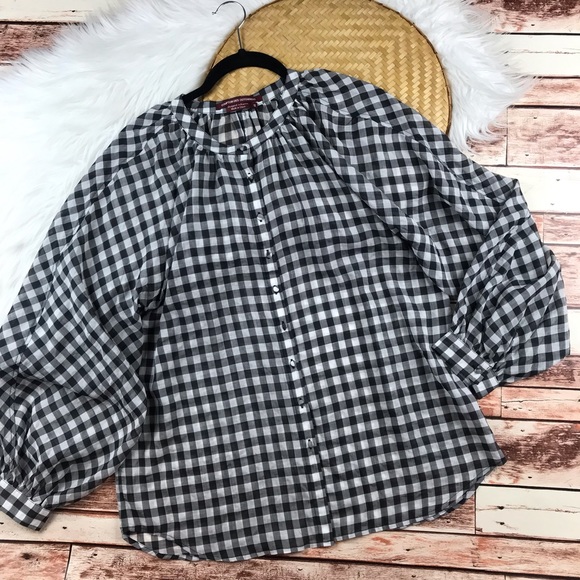 Comptoir Des Cotonniers Tops - Comptoir des cotonniers gingham balloon sleeve top